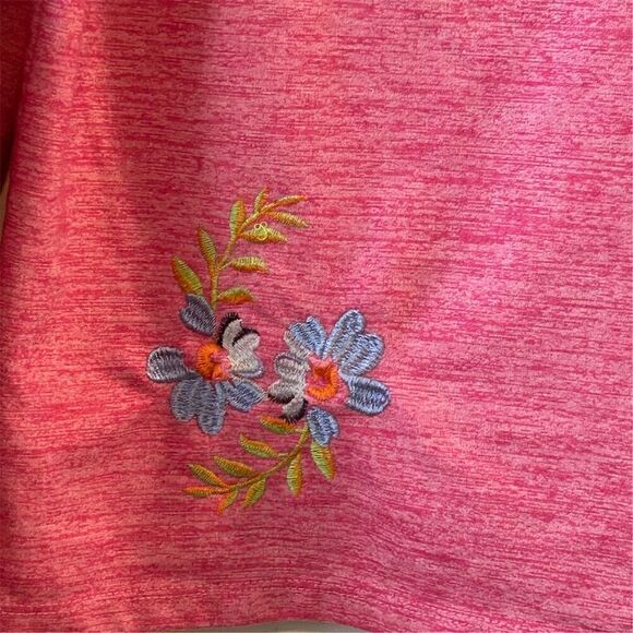 Poof New York Women's Pink Embroidered Floral Hoodie Size M Casual - Picture 2 of 9